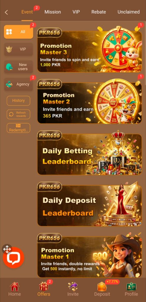 PKR 656 Bonuses