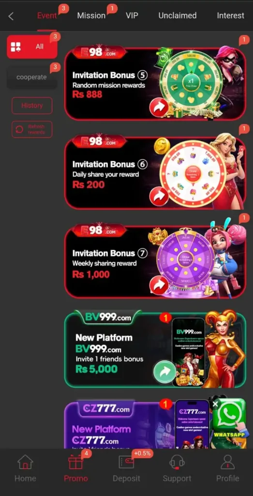 E98-Game bonuses