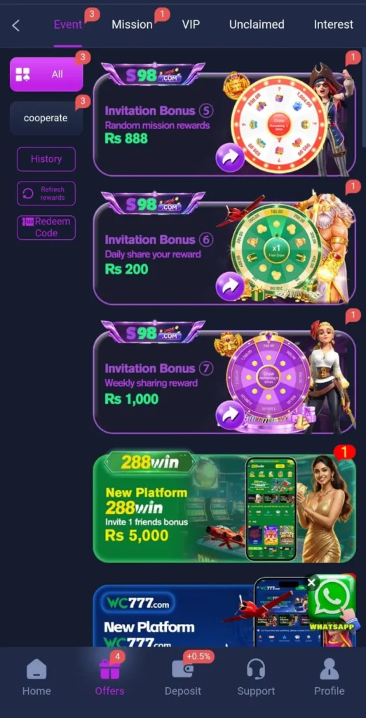 S98 Game bonuses