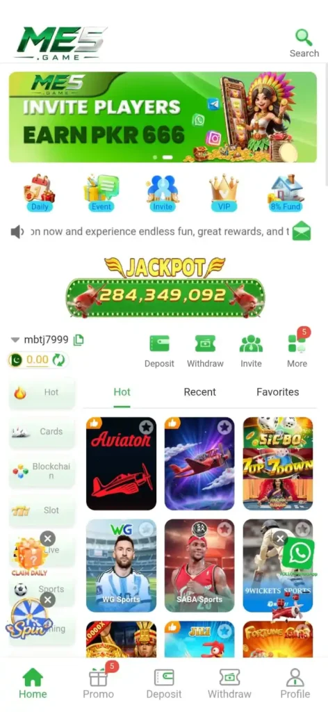 me5 Game interface