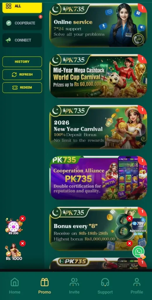 pk735 game bonuses