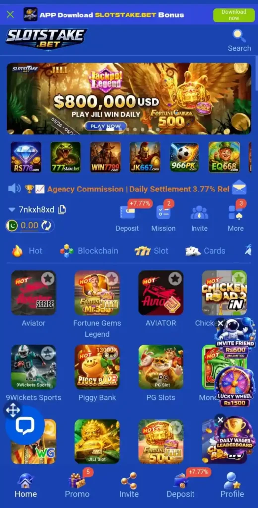 slotstake game interface